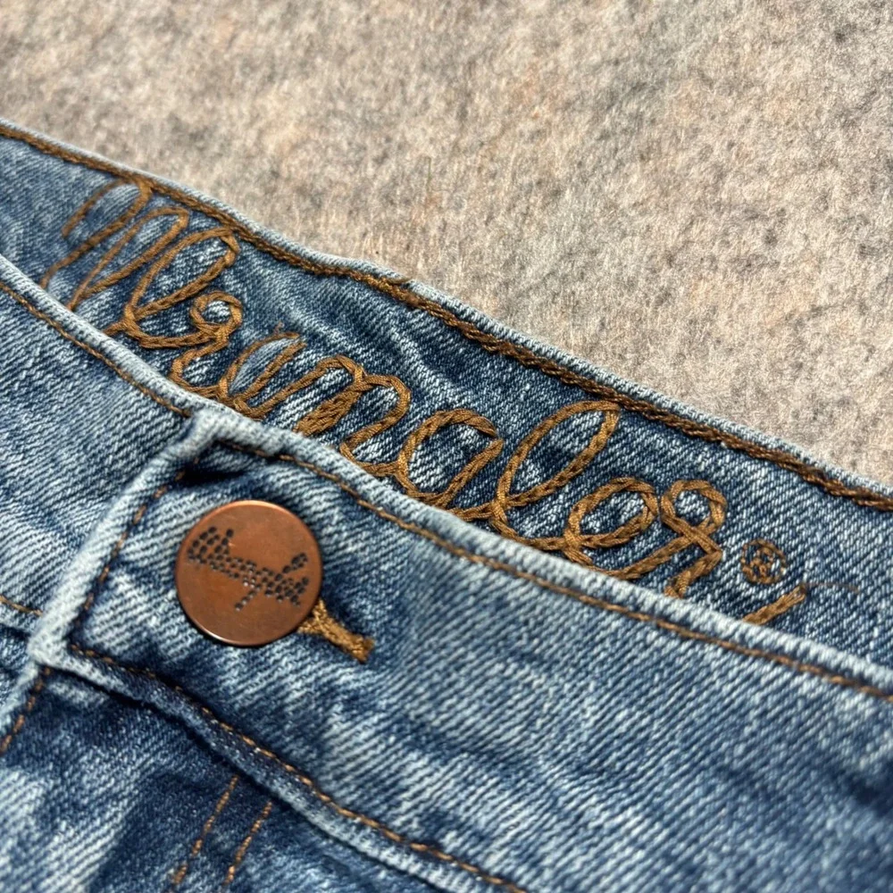 Wrangler Slim Straight Jeans Mens Blue Denim Size 38x32 Cowboy Western Rodeo vtg